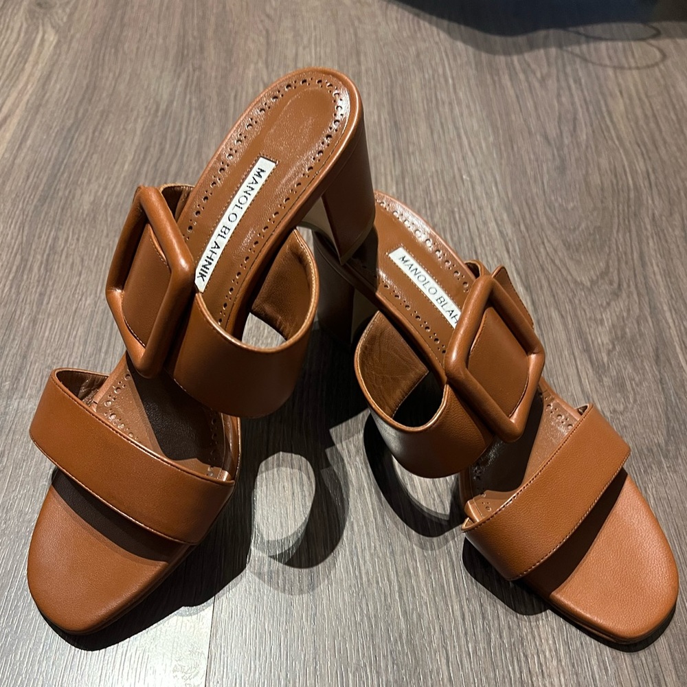 Manolo Blahnik Heeled Leather Mules